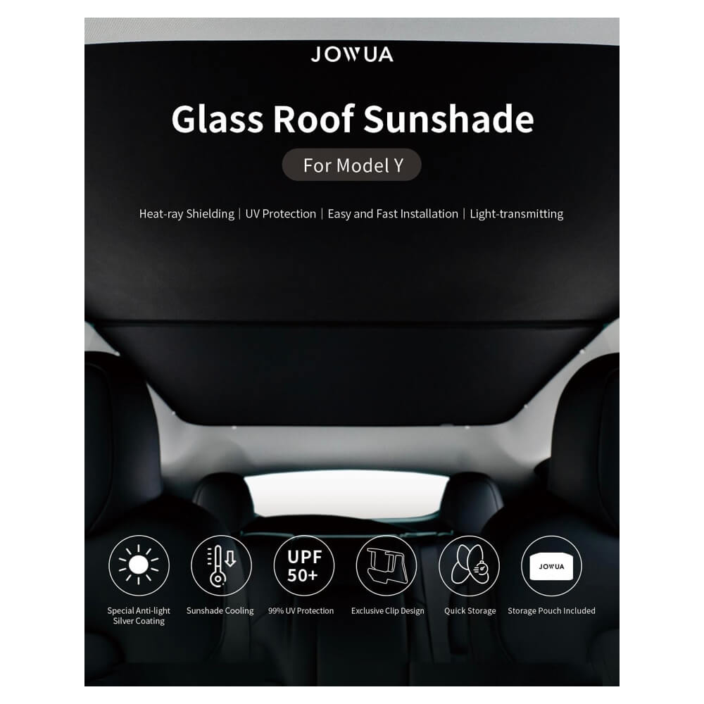 ม่านบังแดดหลังคา JOWUA GLASS ROOF SUNSHADE สำหรับ MODEL Y 2021-2024 สีดำ